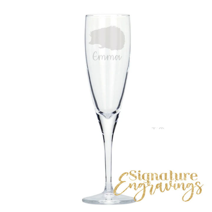 Personalised Hedgehog Champagne Glass