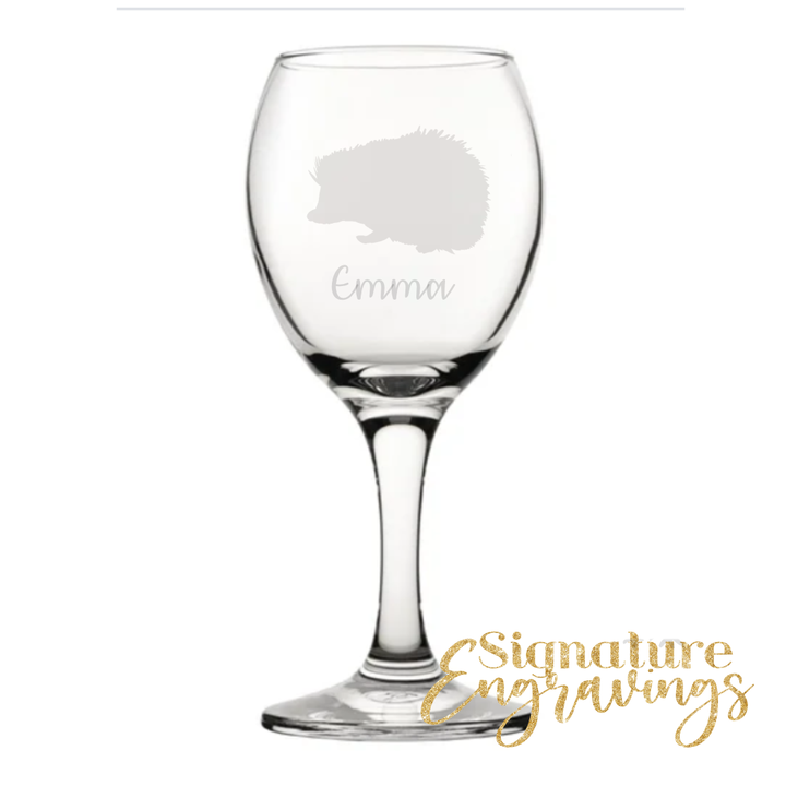 Personalised Hedgehog Wine Glass