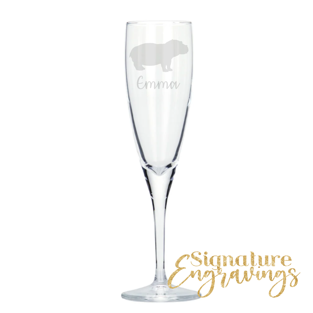Personalised Hippo Champagne Glass