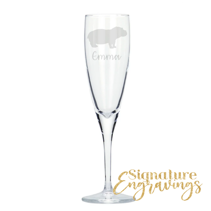 Personalised Hippo Champagne Glass