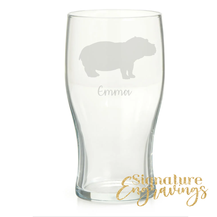 Personalised Hippo Pint Glass