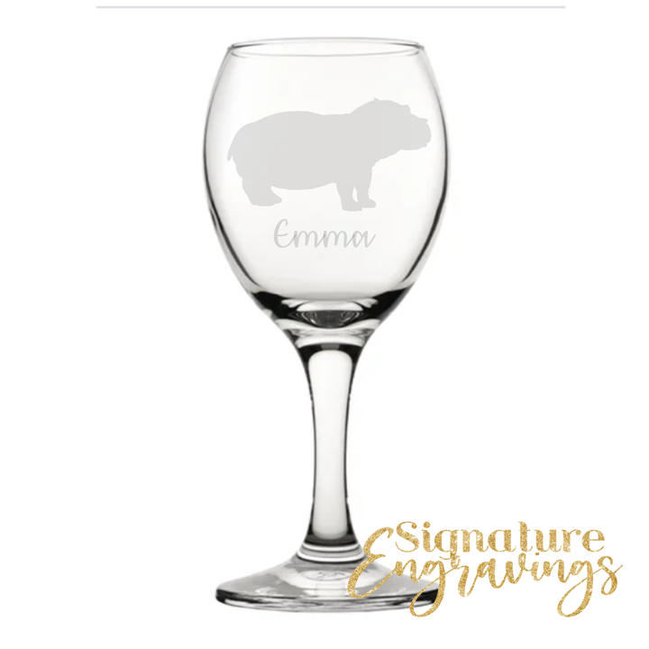 Personalised Hippo Wine Glass