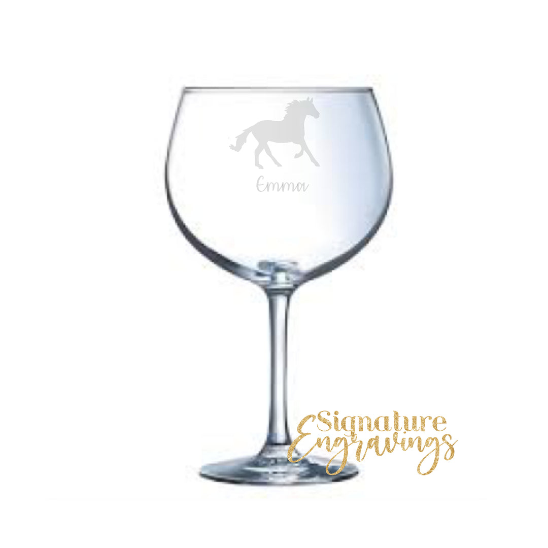 Personalised Galloping Horse Gin Glass