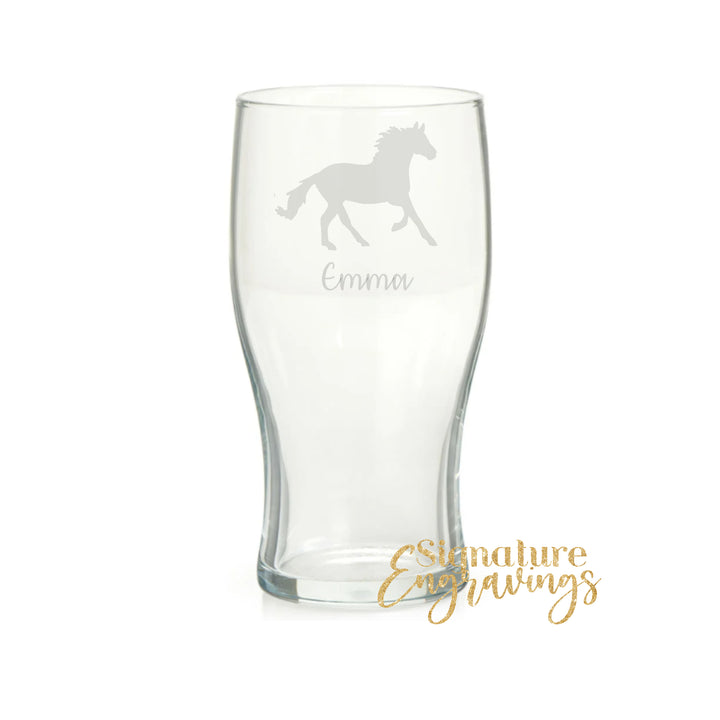 Personalised Galloping Horse Pint Glass