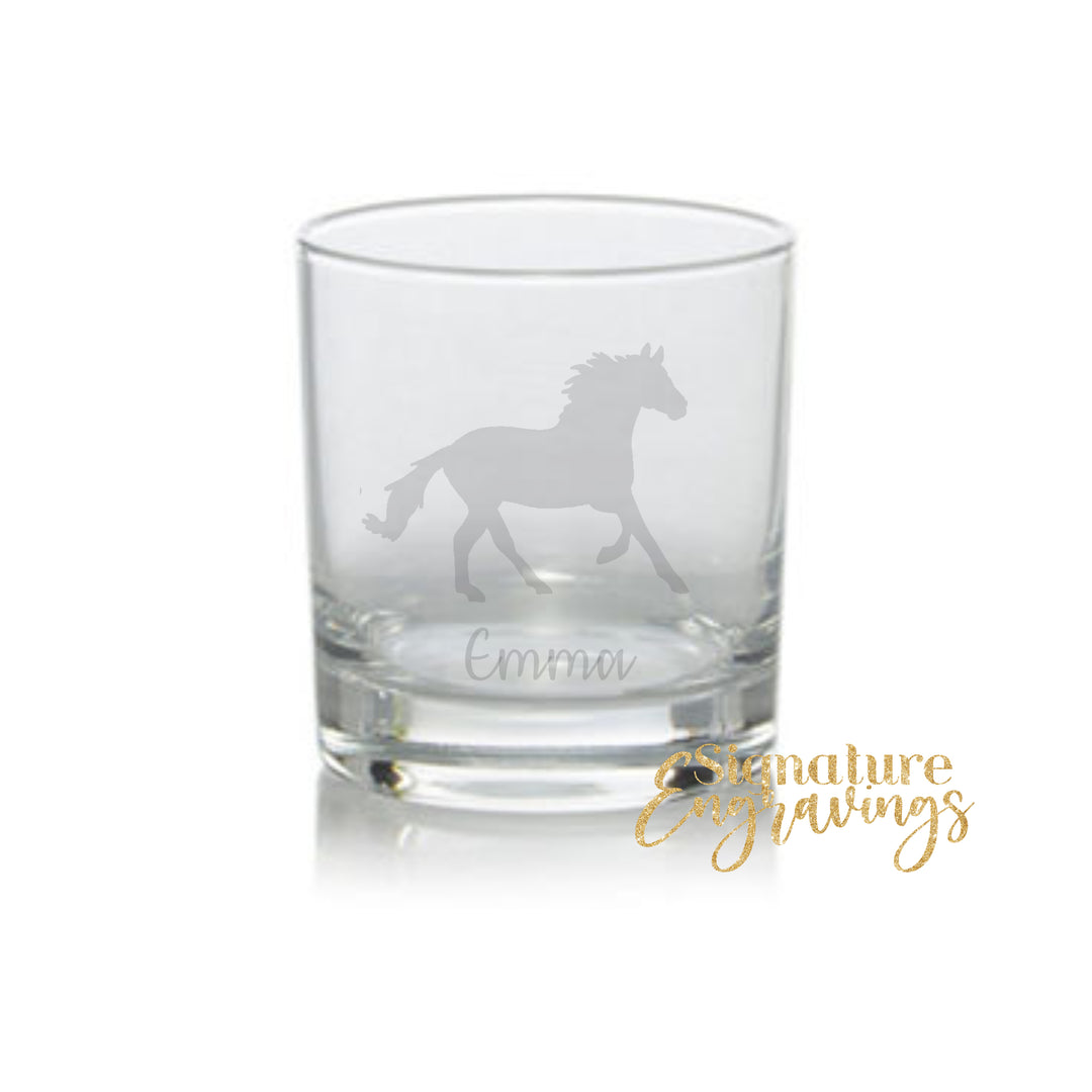 Personalised Galloping Horse Whisky Glass