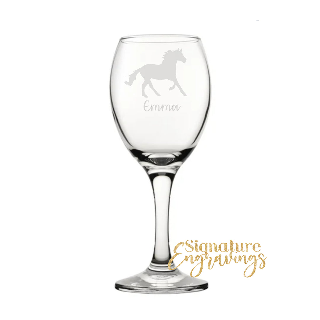 Personalised Galloping Horse Wine Glass