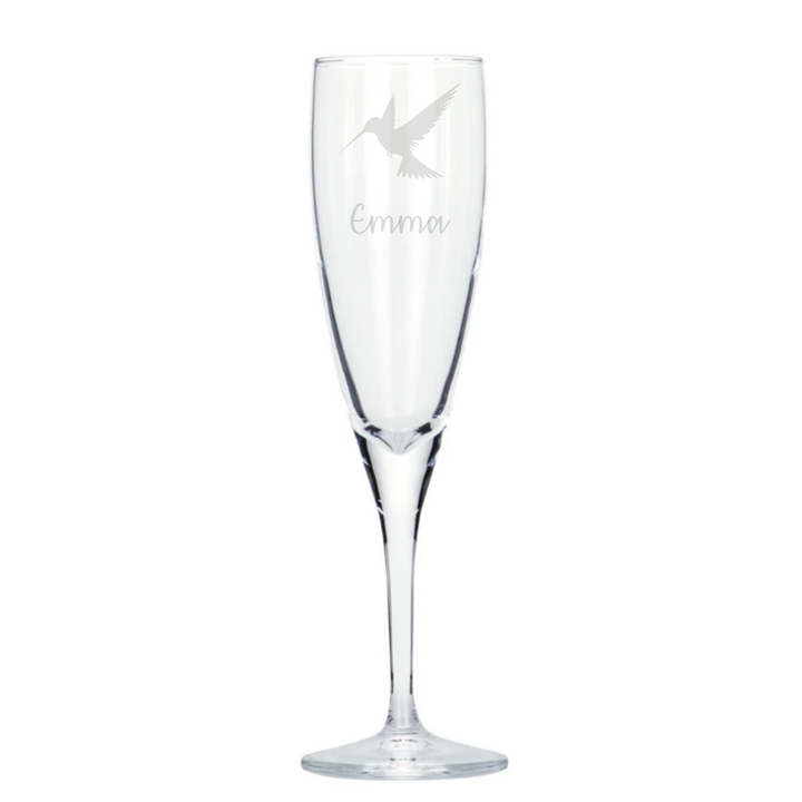 Personalised Hummingbird Champagne Glass