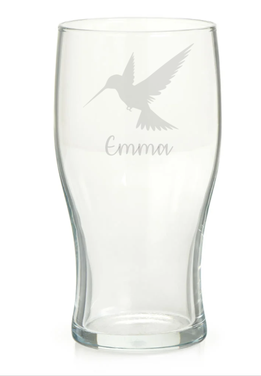 Personalised Hummingbird Pint Glass