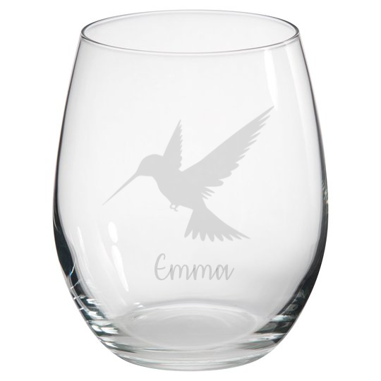 Personalised Hummingbird Stemless Glass