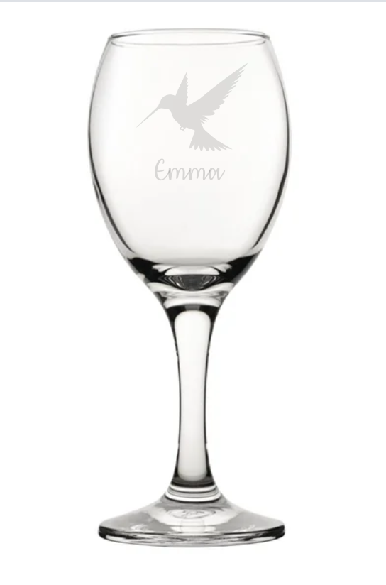 Personalised Hummingbird Wine Glass