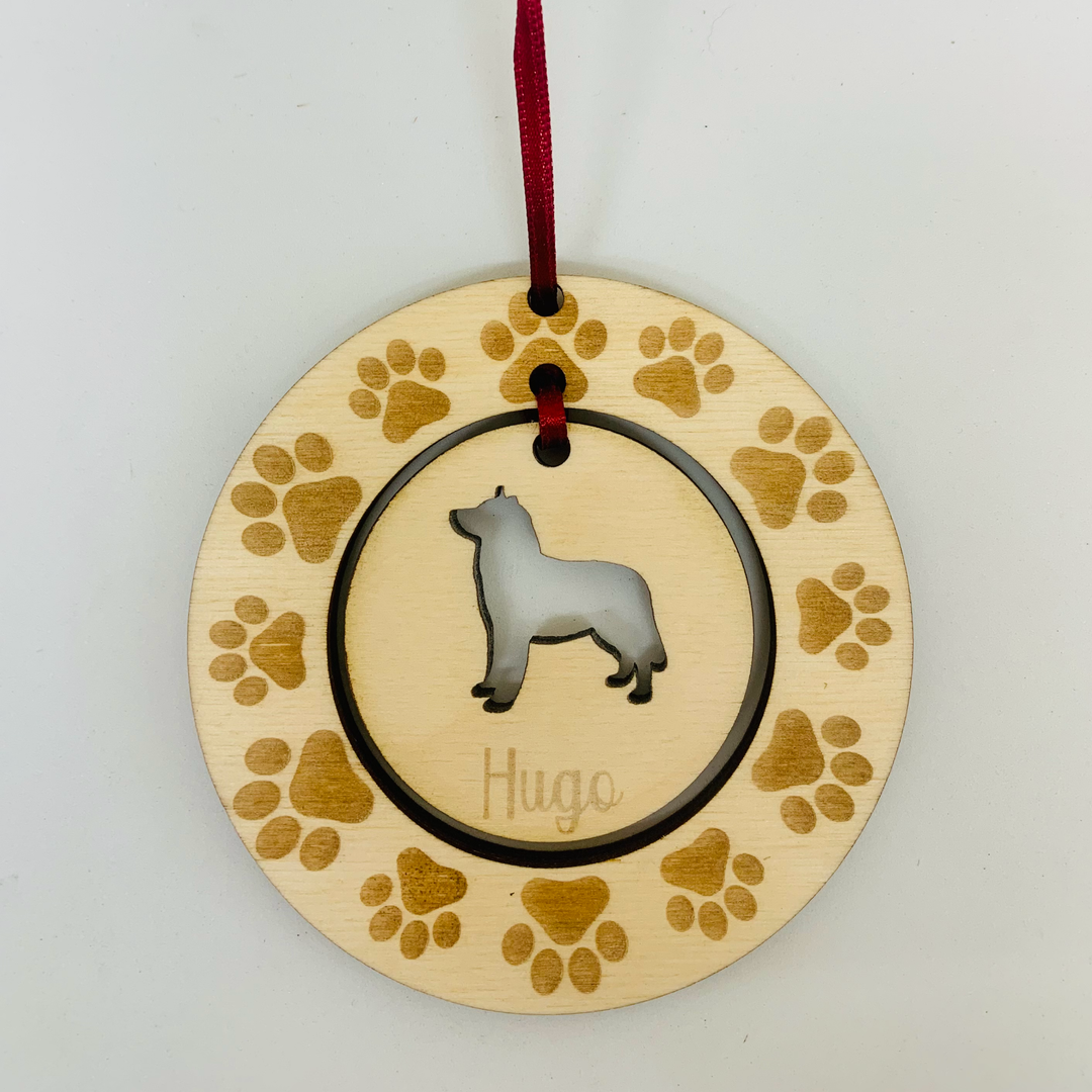 Personalised Husky Hanging Decoration ~ Paw Wreath