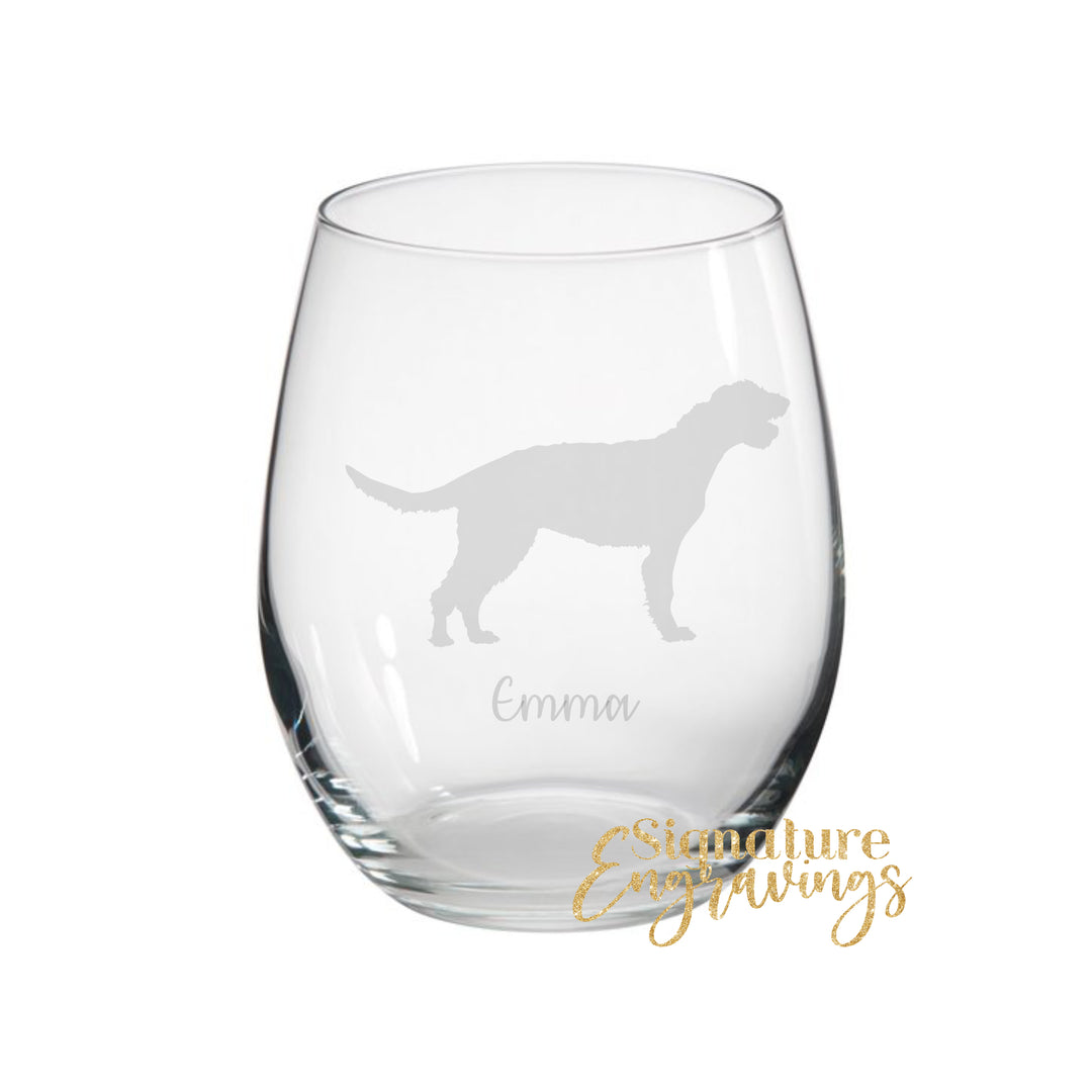 Personalised Irish Wolfhound Stemless Glass