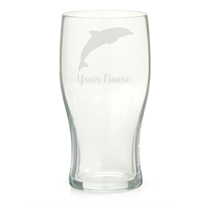 Personalised Jumping Dolphin Pint Glass