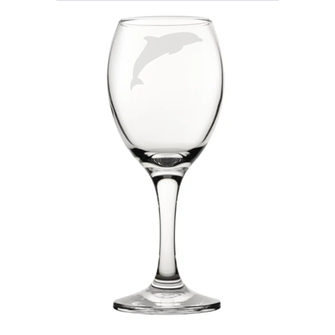 Personalised Jumping Dolphin Wine Glass