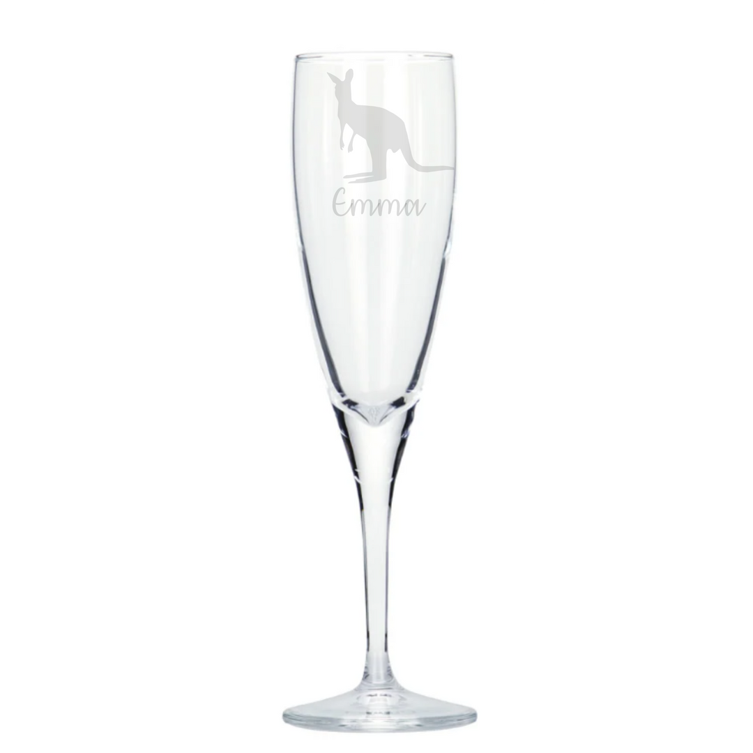 Personalised Kangaroo Champagne Glass