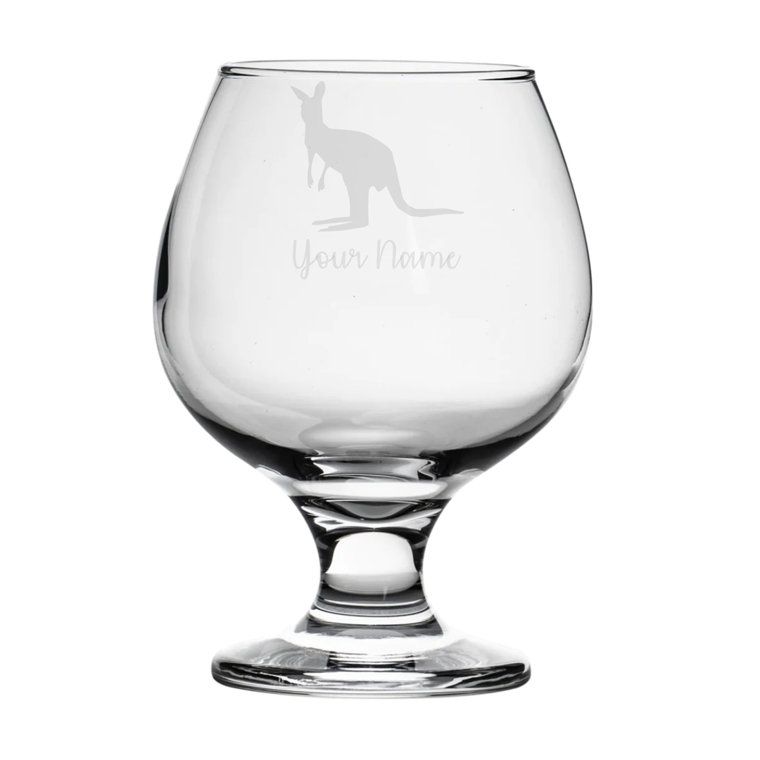 Personalised Kangaroo Brandy Snifter Glass