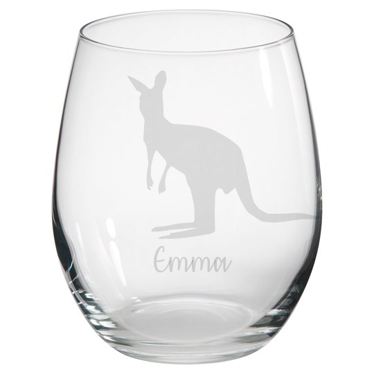 Personalised Kangaroo Stemless Glass