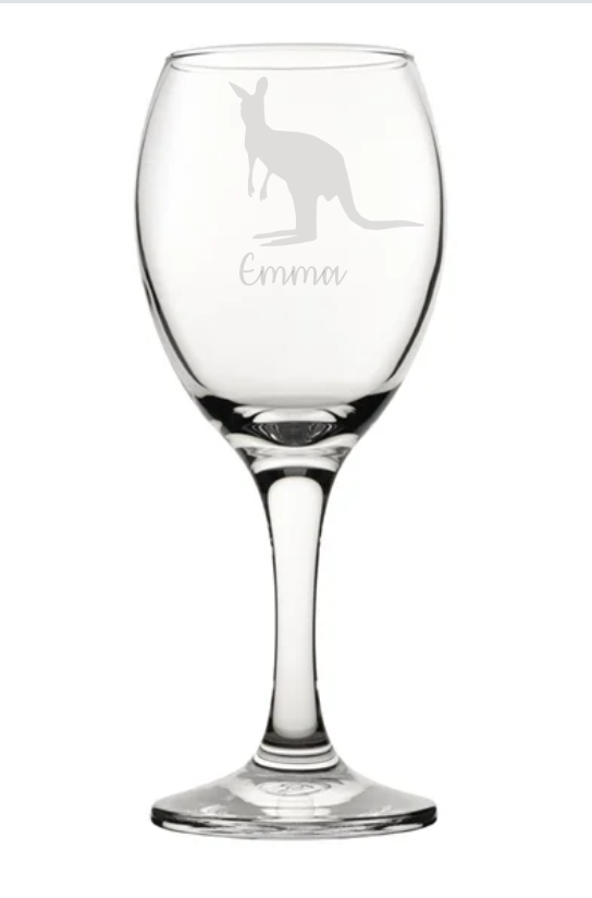 Personalised Kangaroo Wine Glass