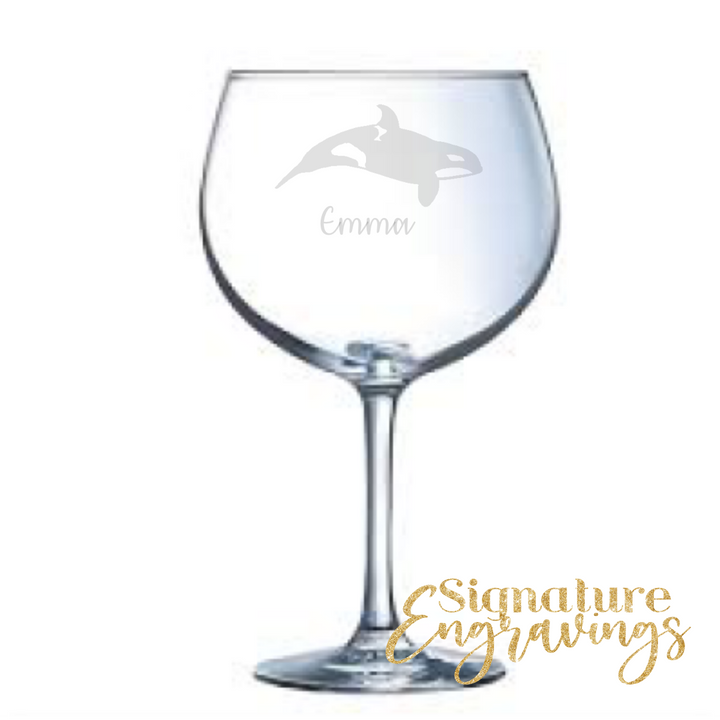 Personalised Killer Whale Orca Gin Glass