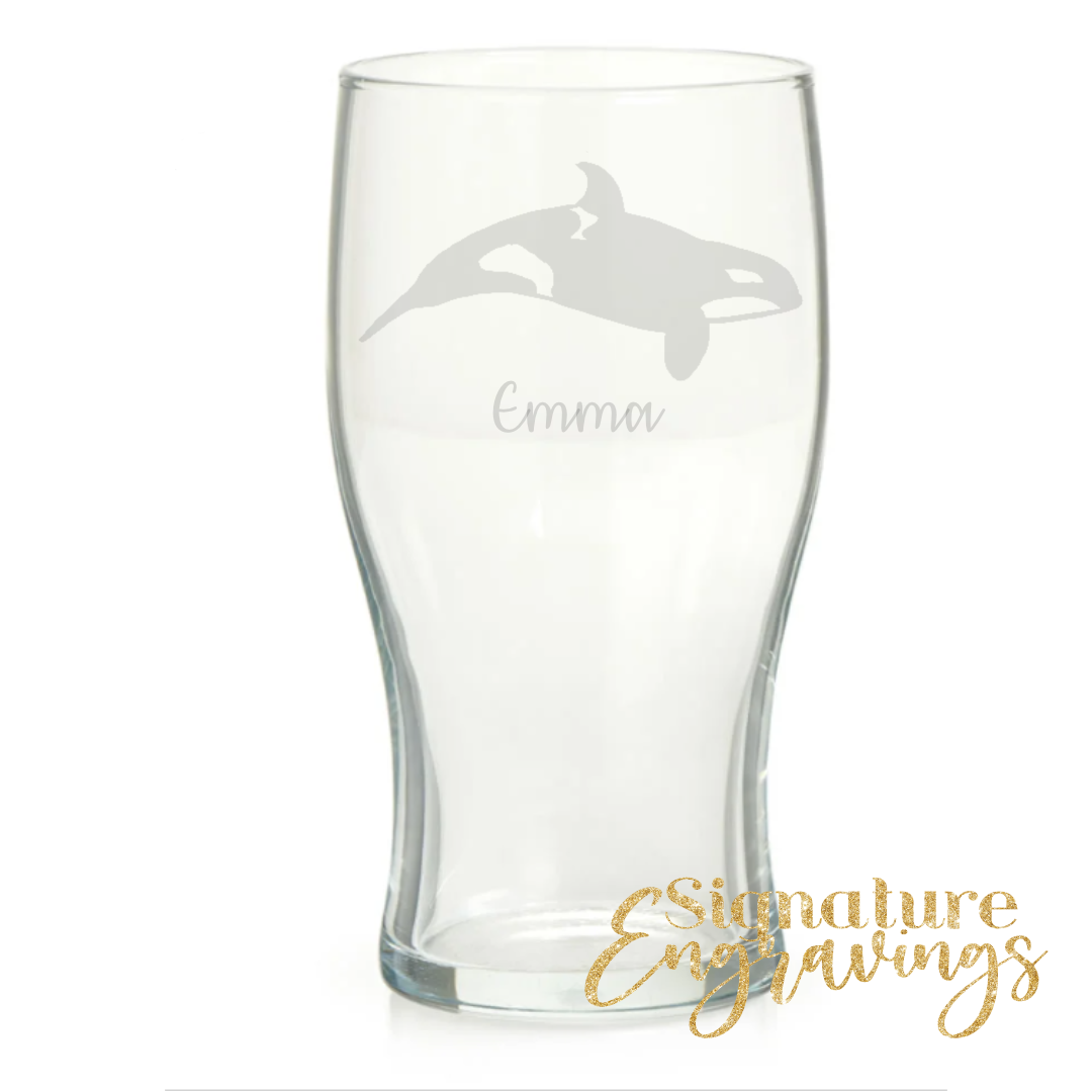 Personalised Killer Whale Orca Pint Glass