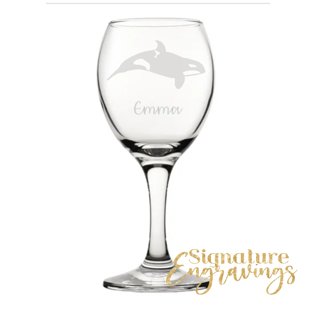 Personalised Killer Whale Orca Wine Glass