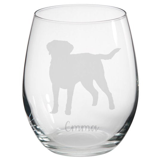 Personalised Labrador Stemless Glass