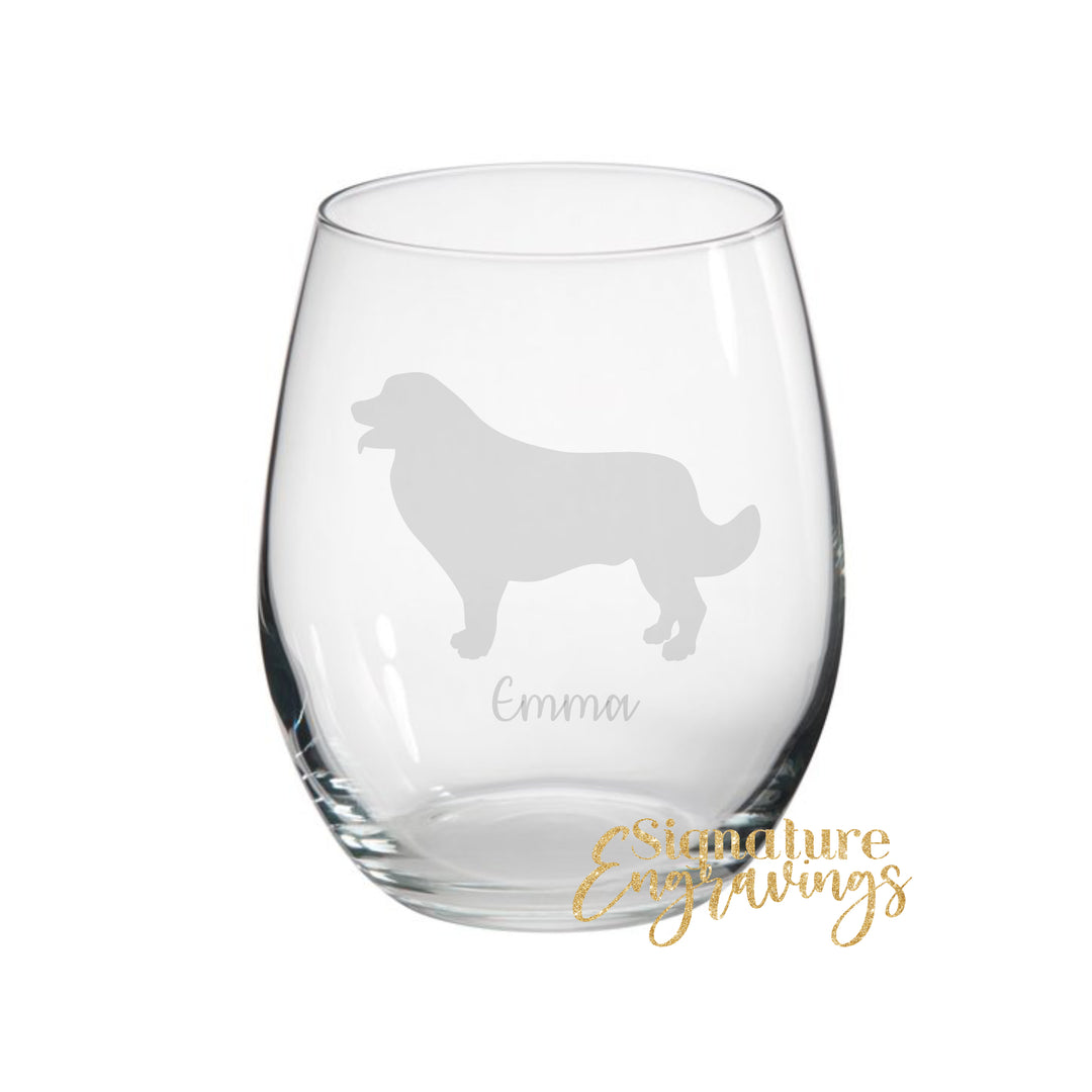 Personalised Leonberger Stemless Glass