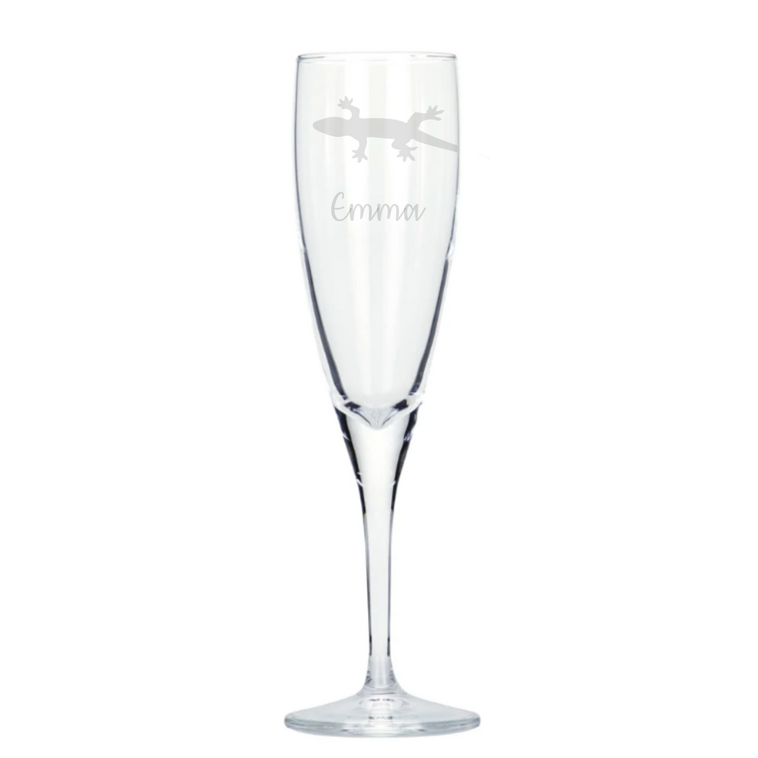 Personalised Lizard Champagne Glass