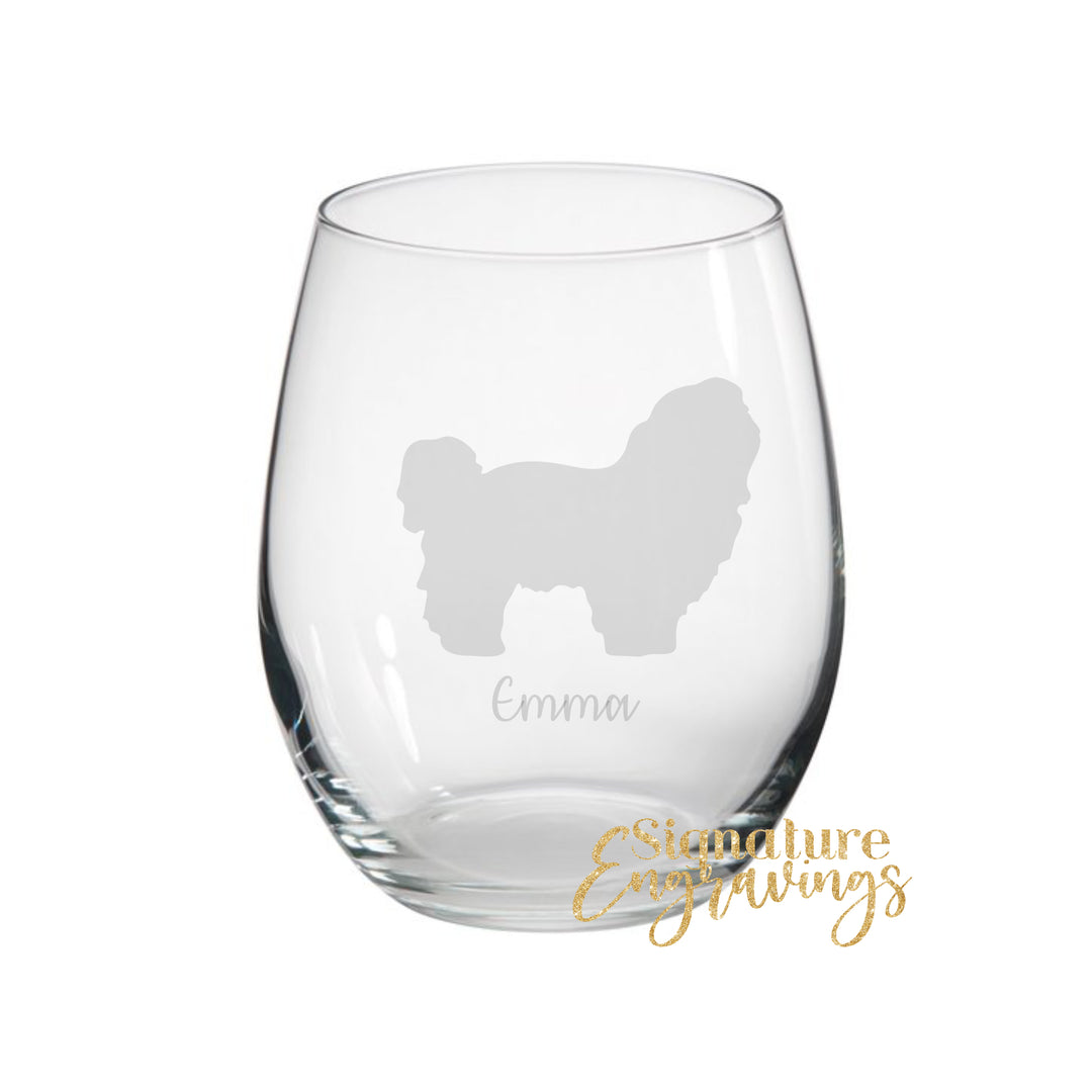 Personalised Llasa Apso Stemless Glass