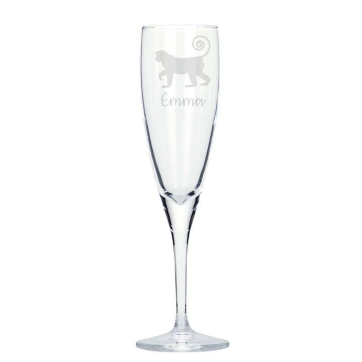 Personalised Monkey Champagne Glass