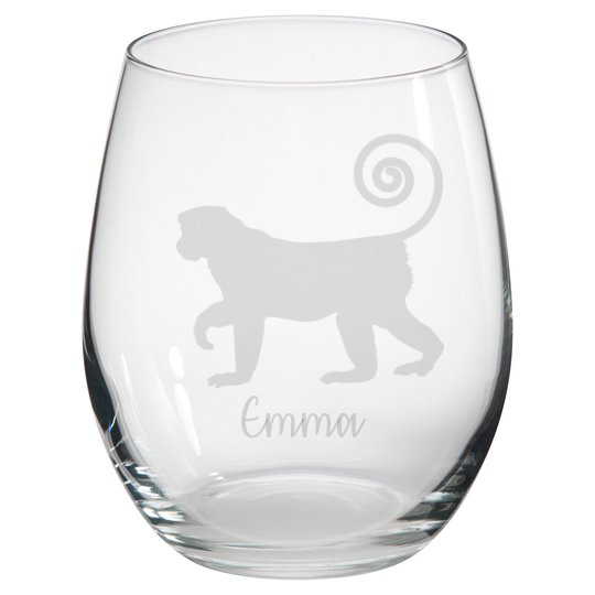 Personalised Monkey Stemless Glass