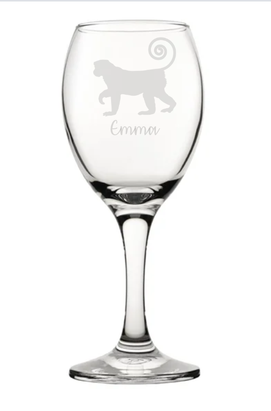Personalised Monkey Wine Glass