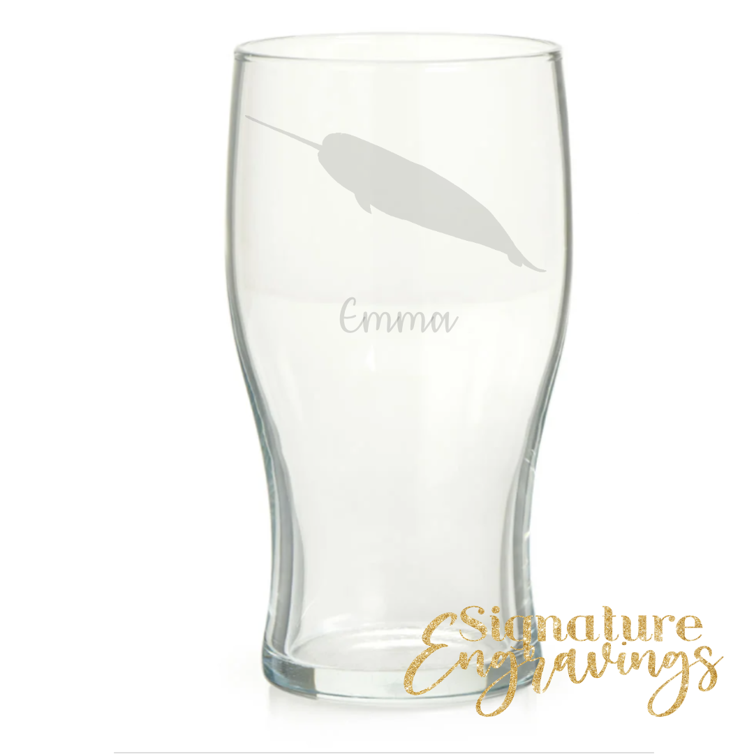 Personalised Narwhal Pint Glass