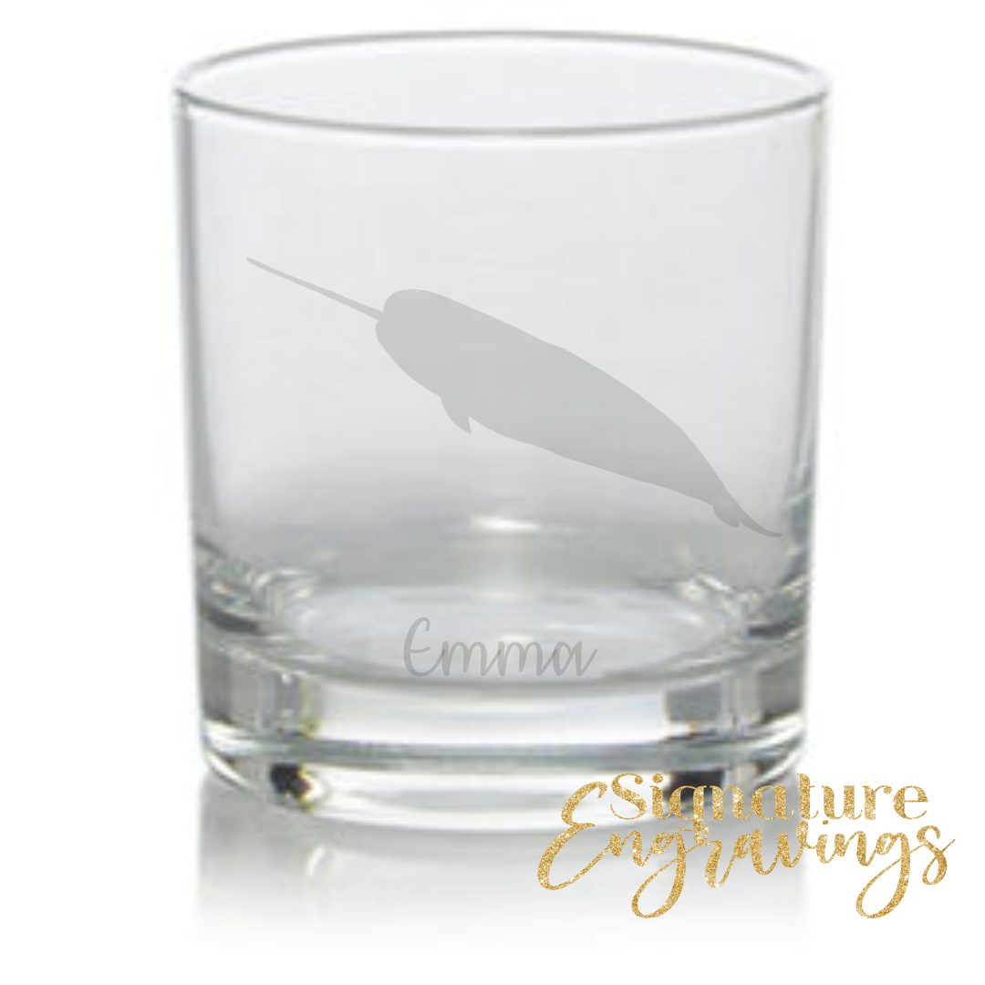 Personalised Narwhal Whisky Glass