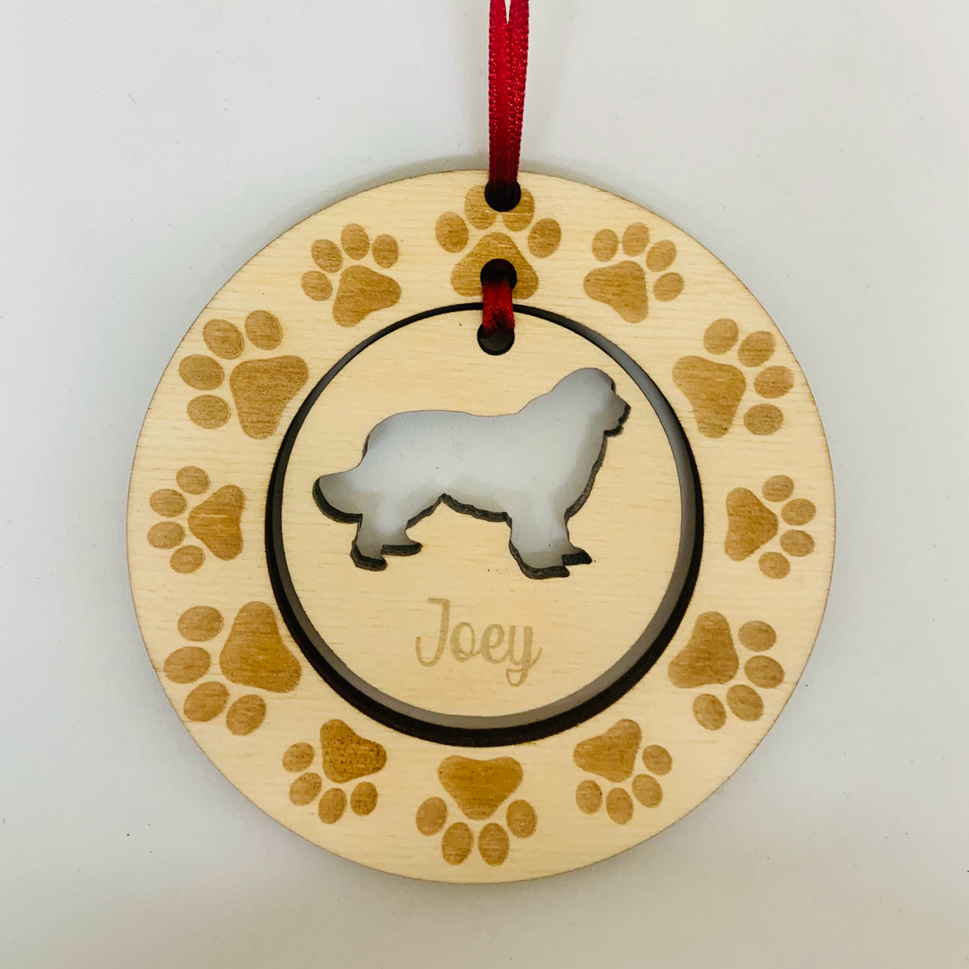 Personalised Newfoundland Hanging Decoration ~ Paw Wreath