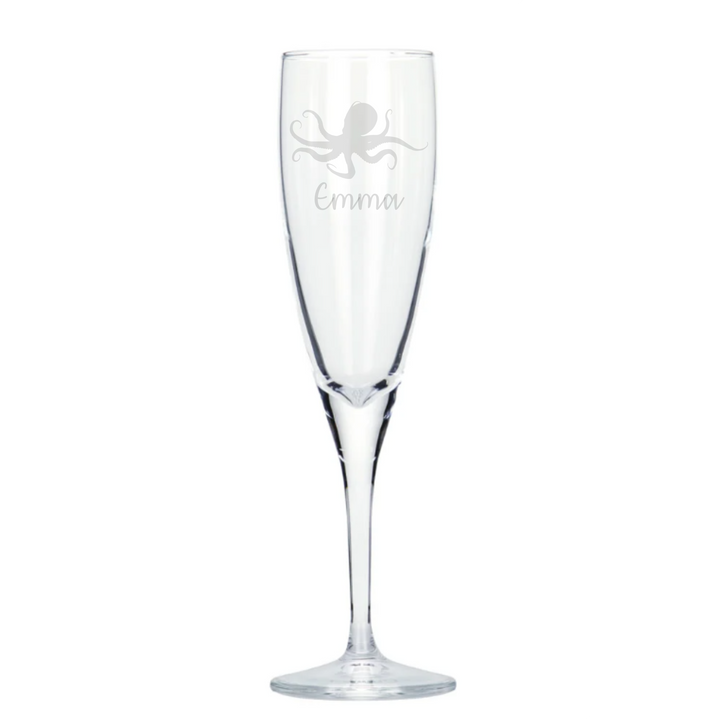 Personalised Octopus Champagne Glass