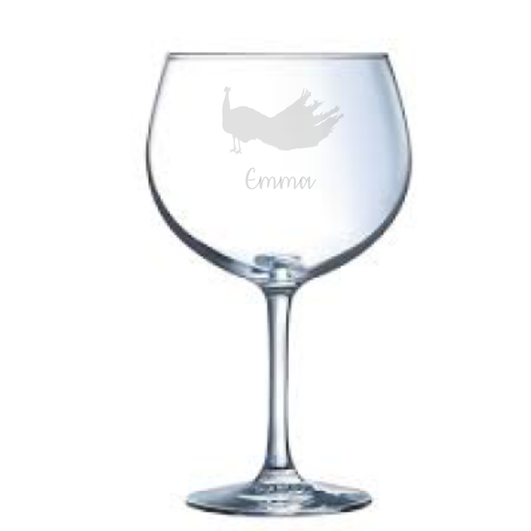 Personalised Peacock Gin Glass