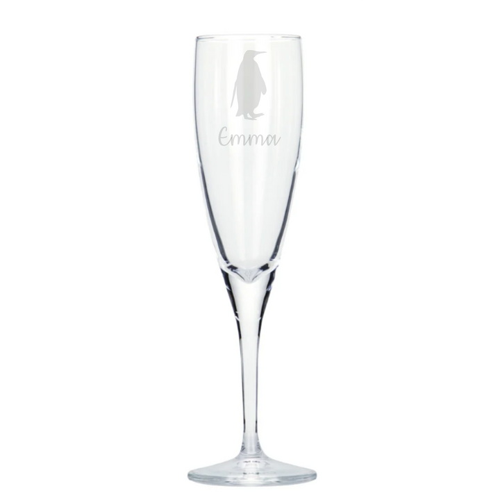 Personalised Penguin Champagne Glass