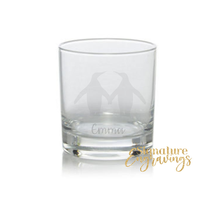 Personalised Penguin Couple Whisky Glass