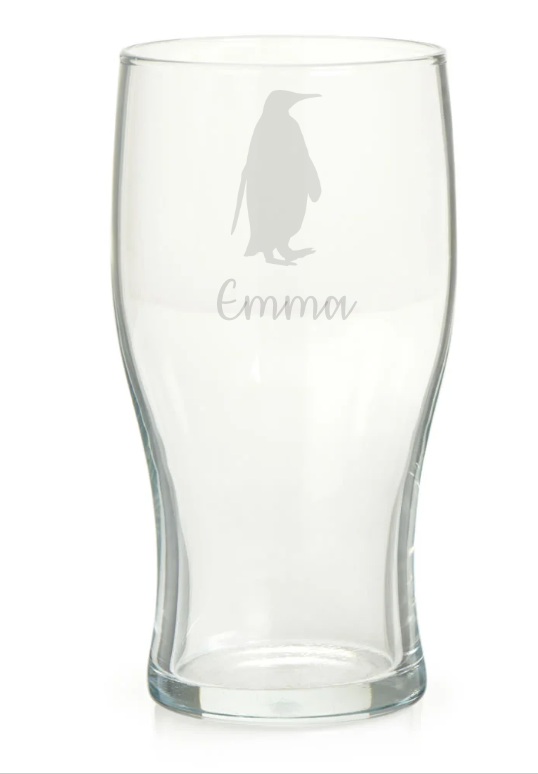 Personalised Penguin Pint Glass