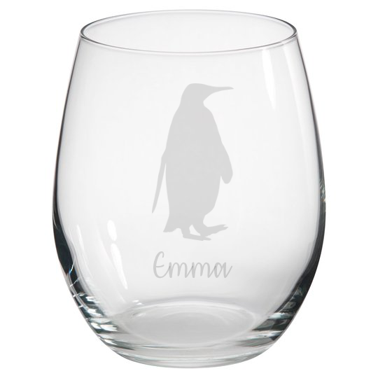 Personalised Penguin Stemless  Glass
