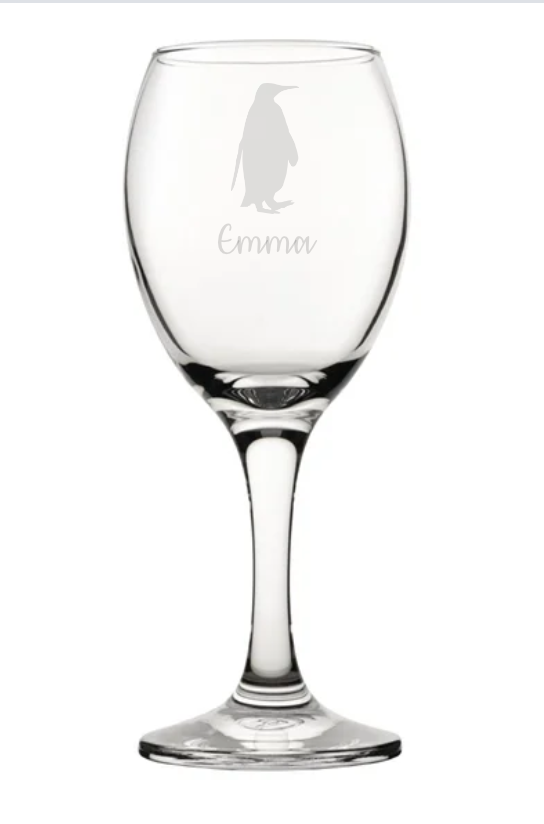 Personalised Penguin Wine Glass