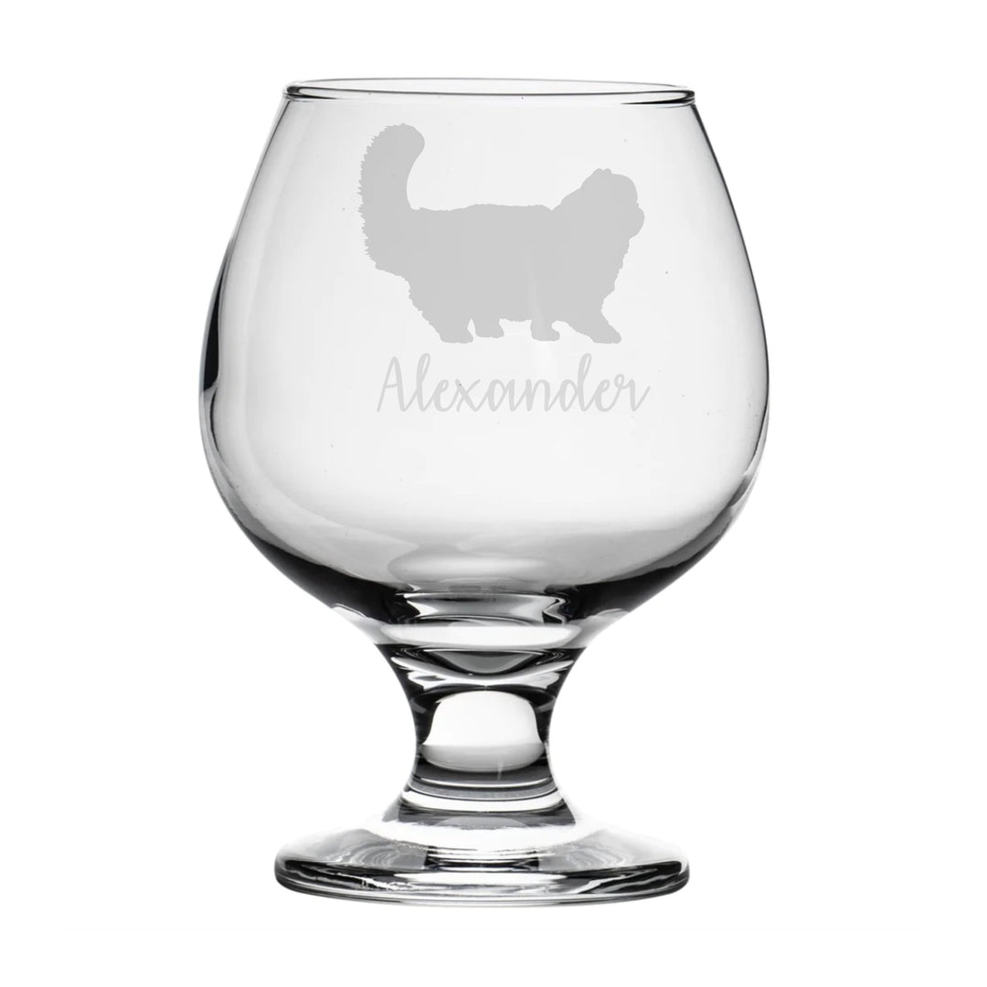 Personalised Persian Cat Brandy Snifter Glass