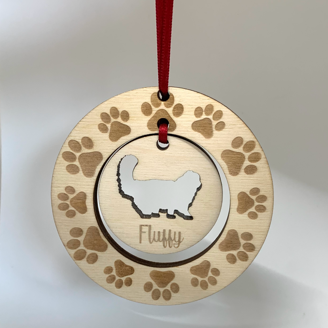 Personalised Persian Cat Hanging Decoration ~ Paw Wreath