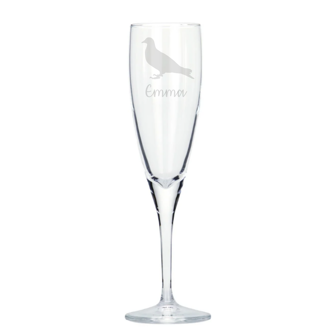 Personalised Dove Pigeon Champagne Glass