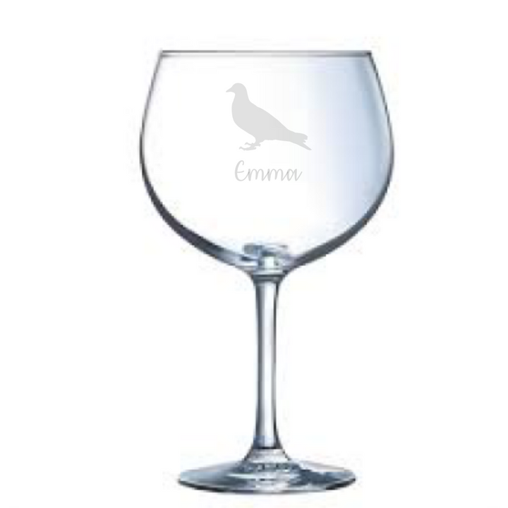 Personalised Dove Pigeon Gin Glass