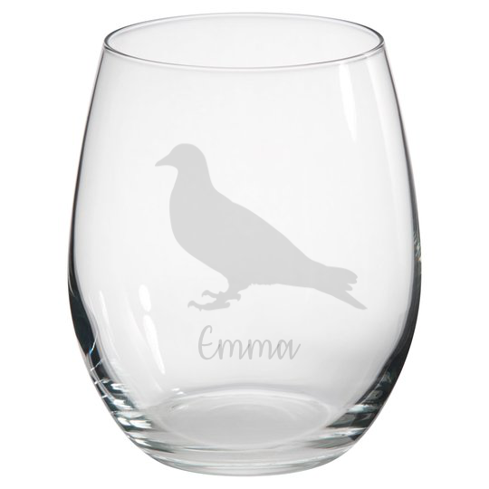Personalised Dove Pigeon Stemless Glass
