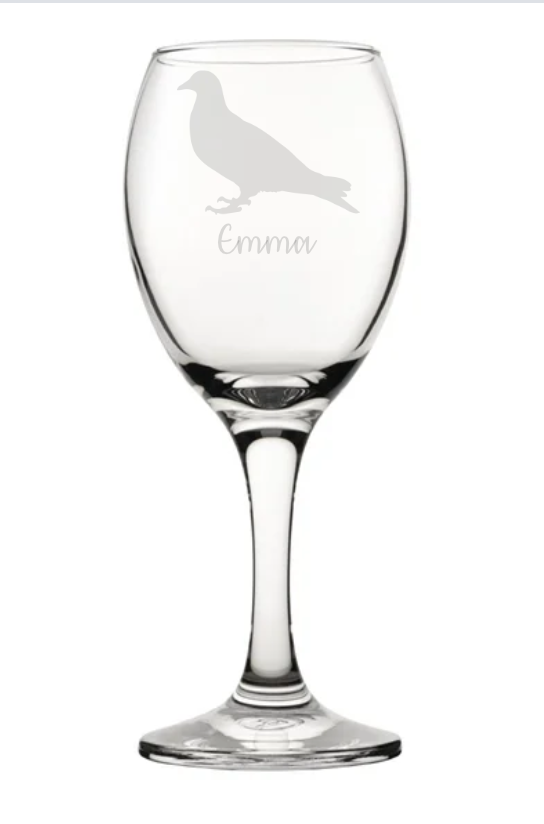 Personalised Dove Pigeon Wine Glass