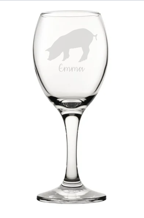 Personalised Pig Wine Glass