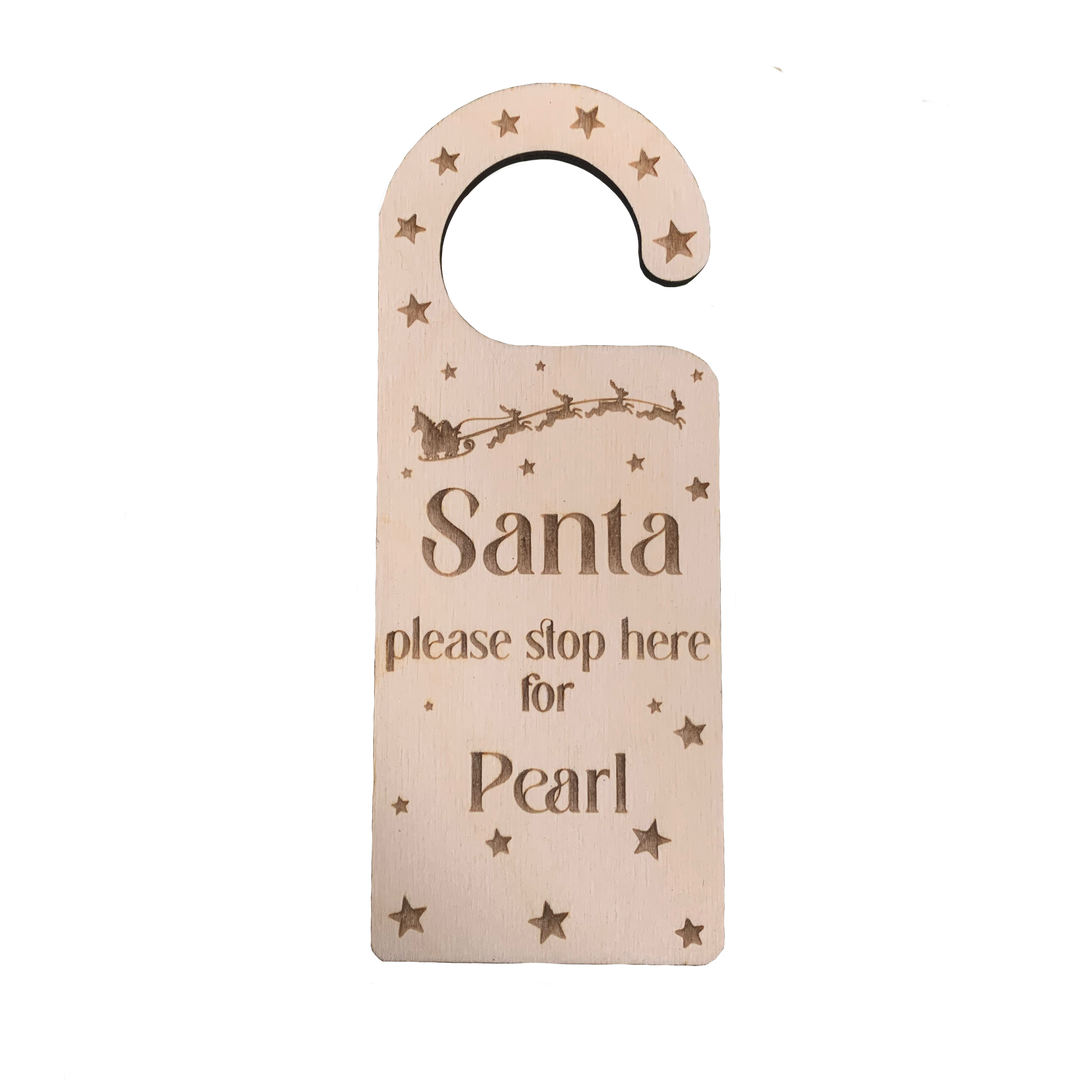 BUNDLE: Personalised Please stop here for Santa Door Hanger and Hanging Decoration